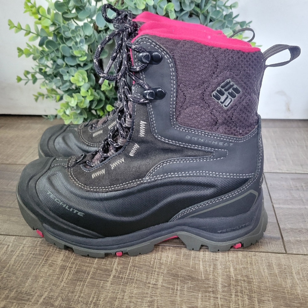 Columbia Techlite Bugaboot Plus 200 Gram Black Pink Women’s Winter Boot Size 6.5